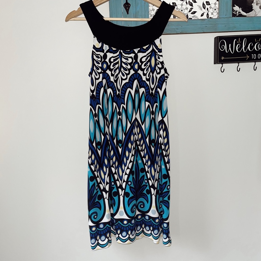 blue pattern dress